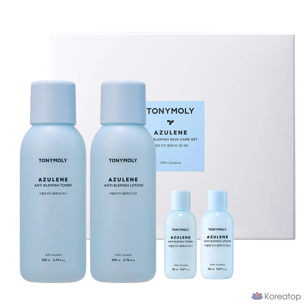Набор Tony Moly Azulene Anti-Blemish из 2 предметов: тоник 20 мл + лосьон 20 мл, 1 набор.