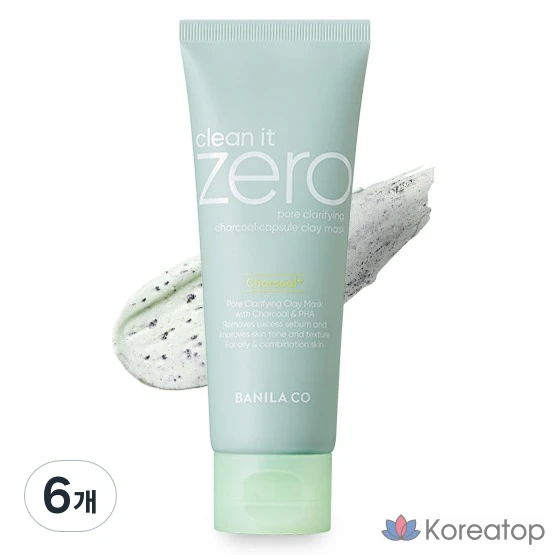 Глиняная маска для очищения пор Vanillaco Clean It Zero с углем, 100 г, 6 шт.