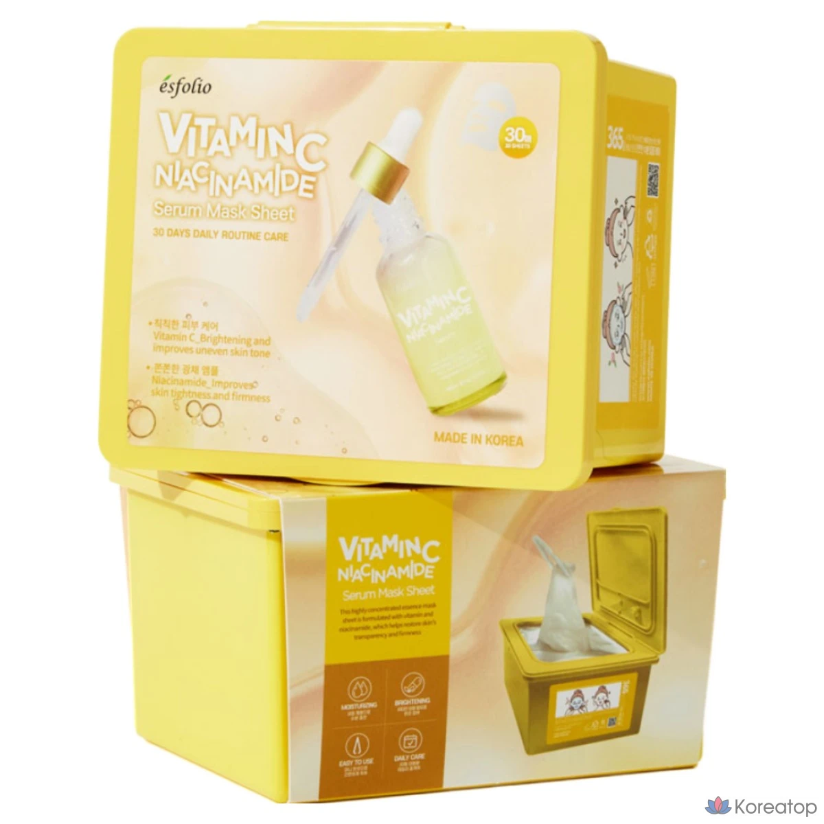 Набор из 30 масок-эссенций Esfolio с витамином С / 13 флаконов ампул с витамином С, 2 упаковки по 30 масок