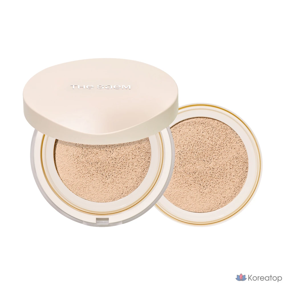 Набор консилера The Saem Cover Perfection Concealer Cushion Renew 12 г + сменный блок 12 г, оттенок 1.5 Natural Beige, 1 шт.