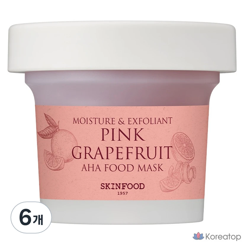 Маска для лица Skinfood с розовым грейпфрутом и AHA-кислотами, 1 упаковка, 6 упаковок