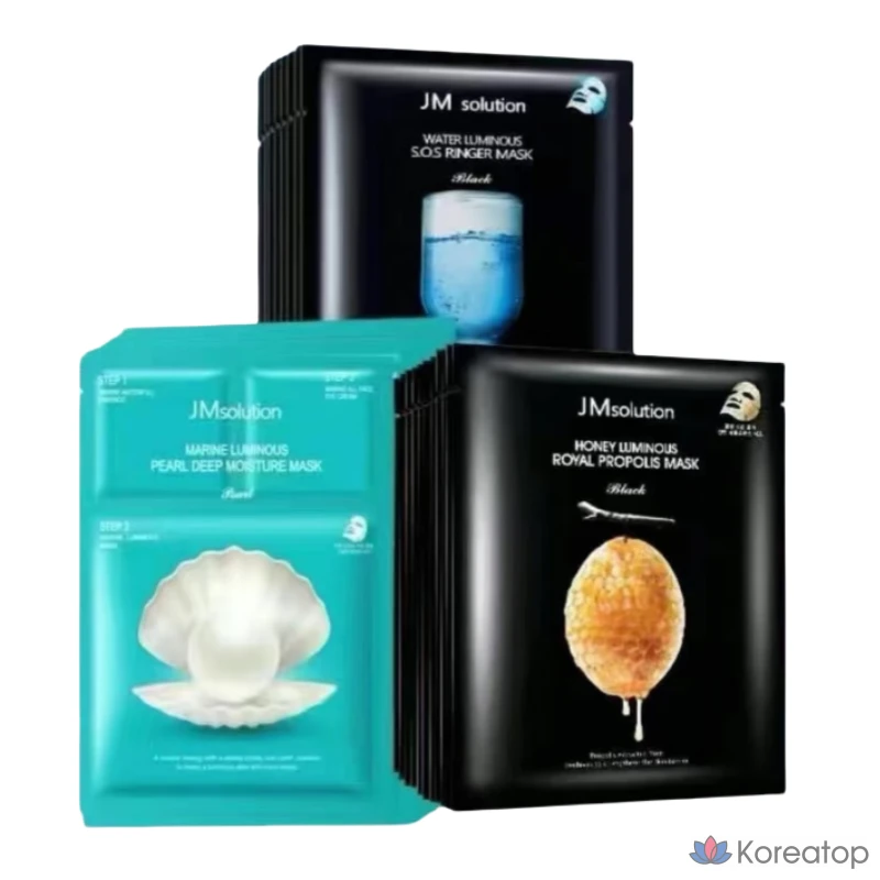 Набор масок JM Solution Mask Pack (Honey Glow 10 шт. + Ringer Water Glow 10 шт. + Blue Glow 10 шт.), 3 штуки.