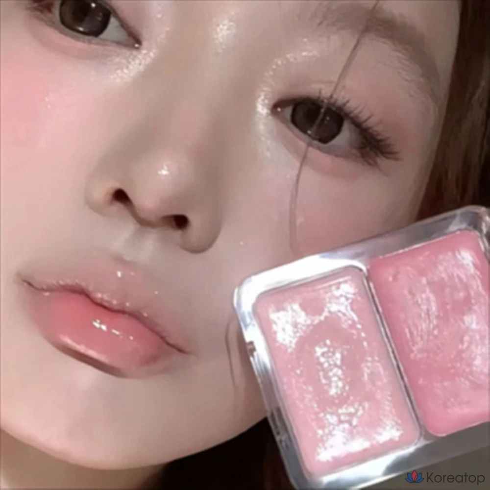 Voltouch Blush Cream Water Glow Dual Cheek Pact Blusher Water Glow Dual Cheek Pact Glass Skin Two-Tone Blusher Cheek Blusher, 1 шт., персиково-розовый