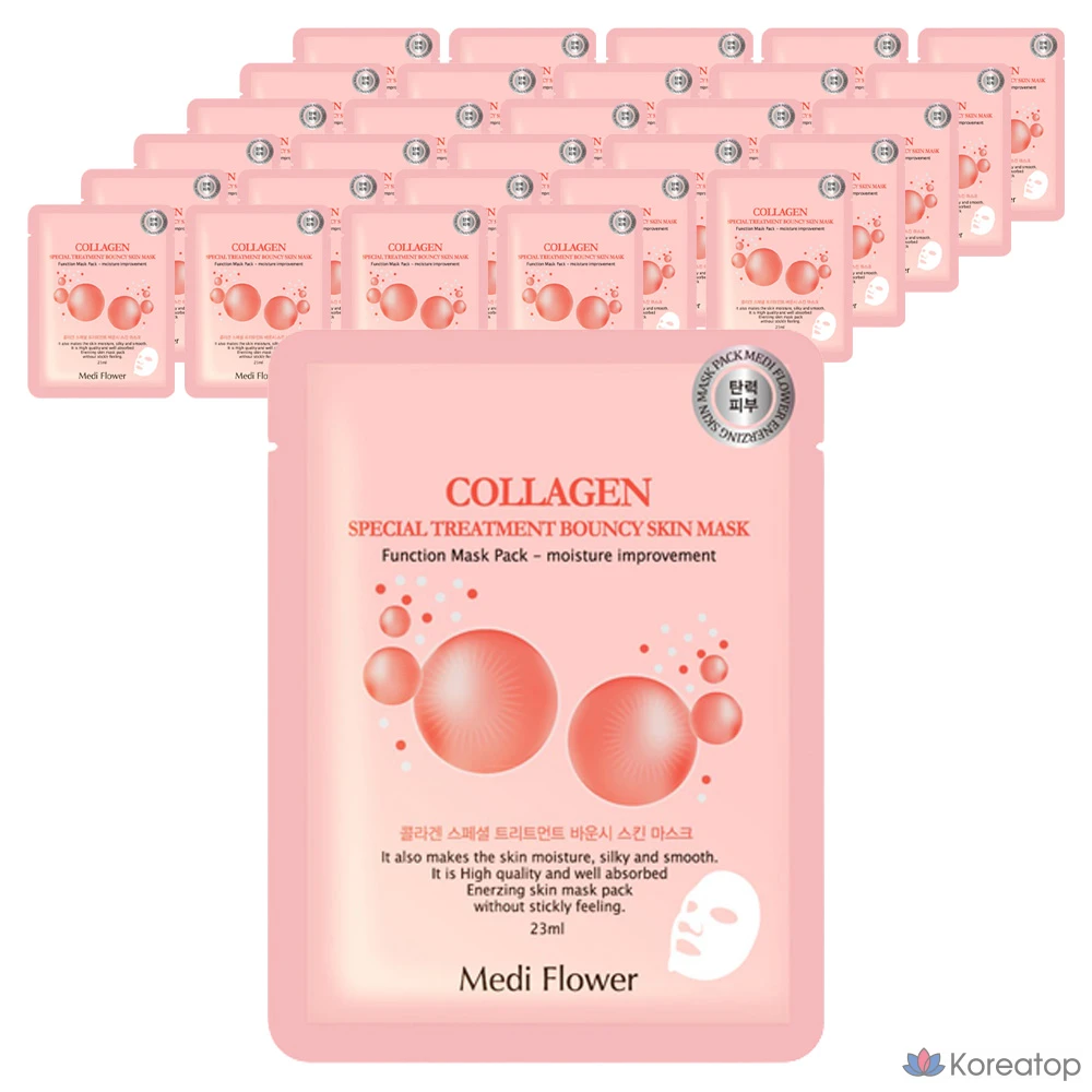 Тканевая маска для лица MediFlower Collagen Bouncy Mask, 60 шт.