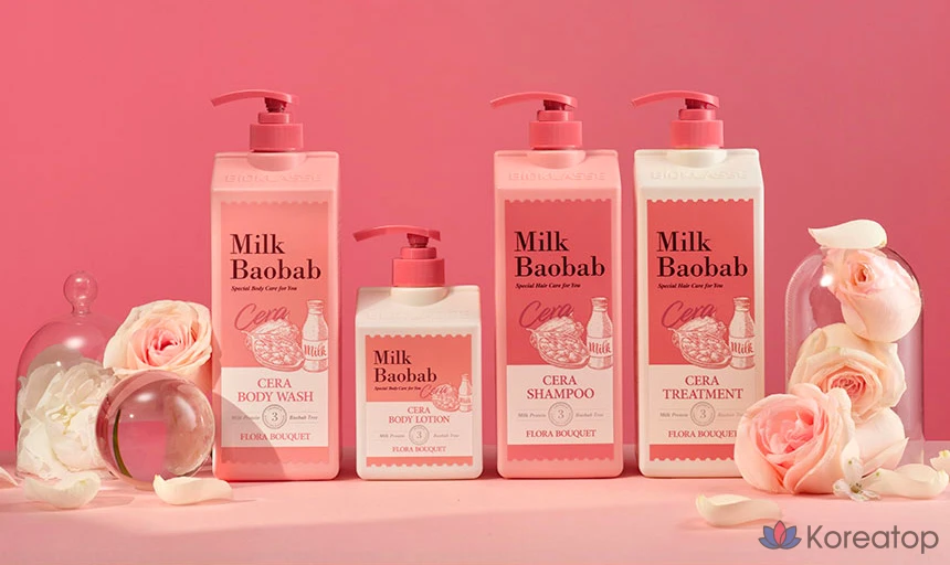 Шампунь Milk Baobab Sera 1,2 л + средство для ухода 1,2 л. Набор Flora Bouquet, 1 шт.