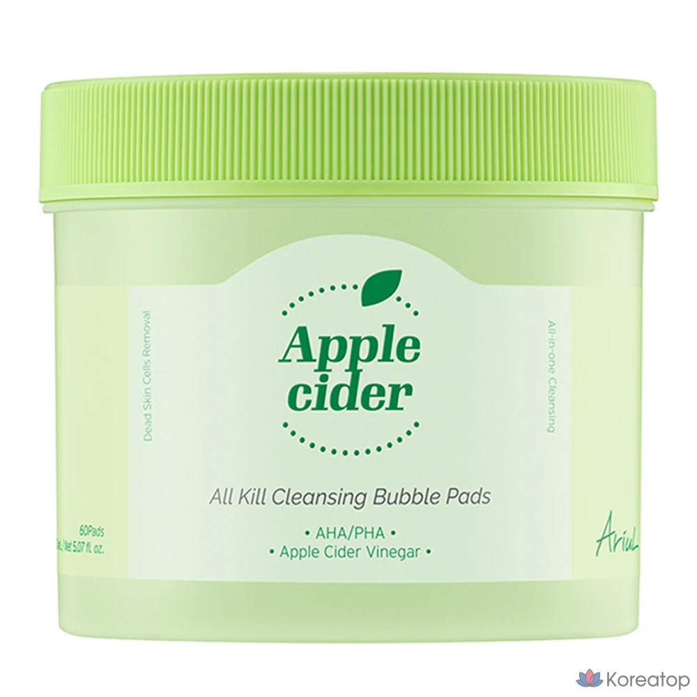 Очищающие пенные подушечки для лица Ariel с яблочным уксусом, 60 листов, 1 упаковка