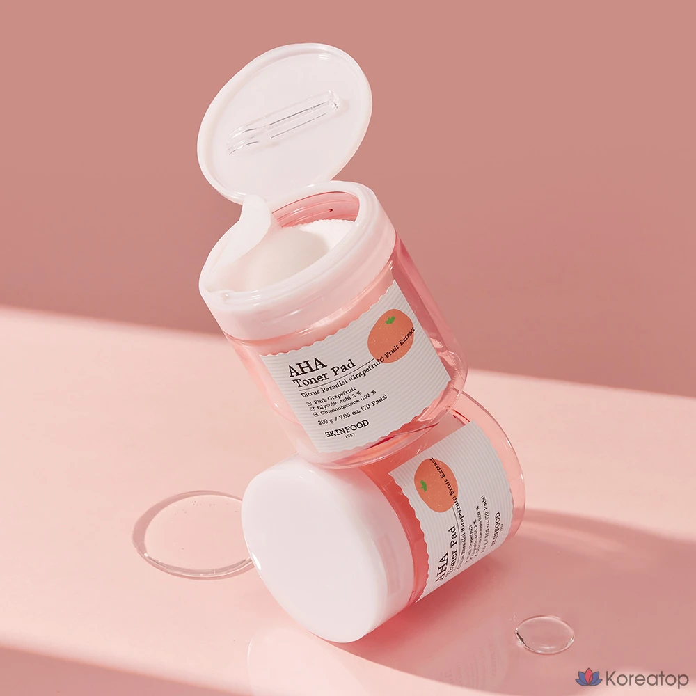 Тонизирующие подушечки Skinfood с розовым грейпфрутом и AHA-кислотами, 200 г, 1 шт., 70 штук.