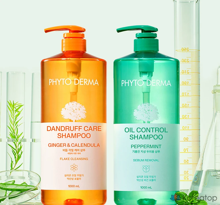 Отшелушивающий шампунь Elastine Phytoderma от зуда кожи головы и перхоти, с мягкой кислинкой и ароматом белых цветов, 1 л, 1 шт.