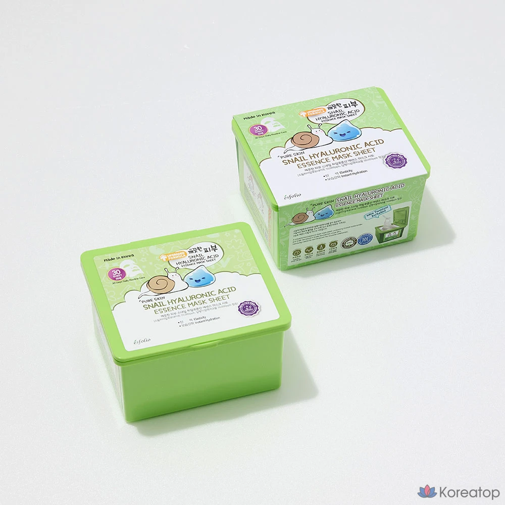 Набор из 30 масок-эссенций Esfolio с гиалуроновой кислотой и экстрактом слизи улитки, для разглаживания морщин и повышения эластичности кожи, с гиалуроновой кислотой и муцином, 2 упаковки., фото 3