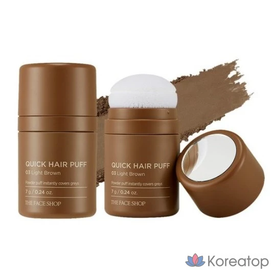 Тени для век The Face Shop Quick Hair Puff Shadow, 7 г, светло-коричневые, 1 шт.