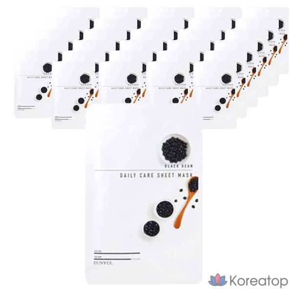 Тканевая маска для лица Eunyul Silver Black Bean Daily Care, 1 упаковка, 60 листов