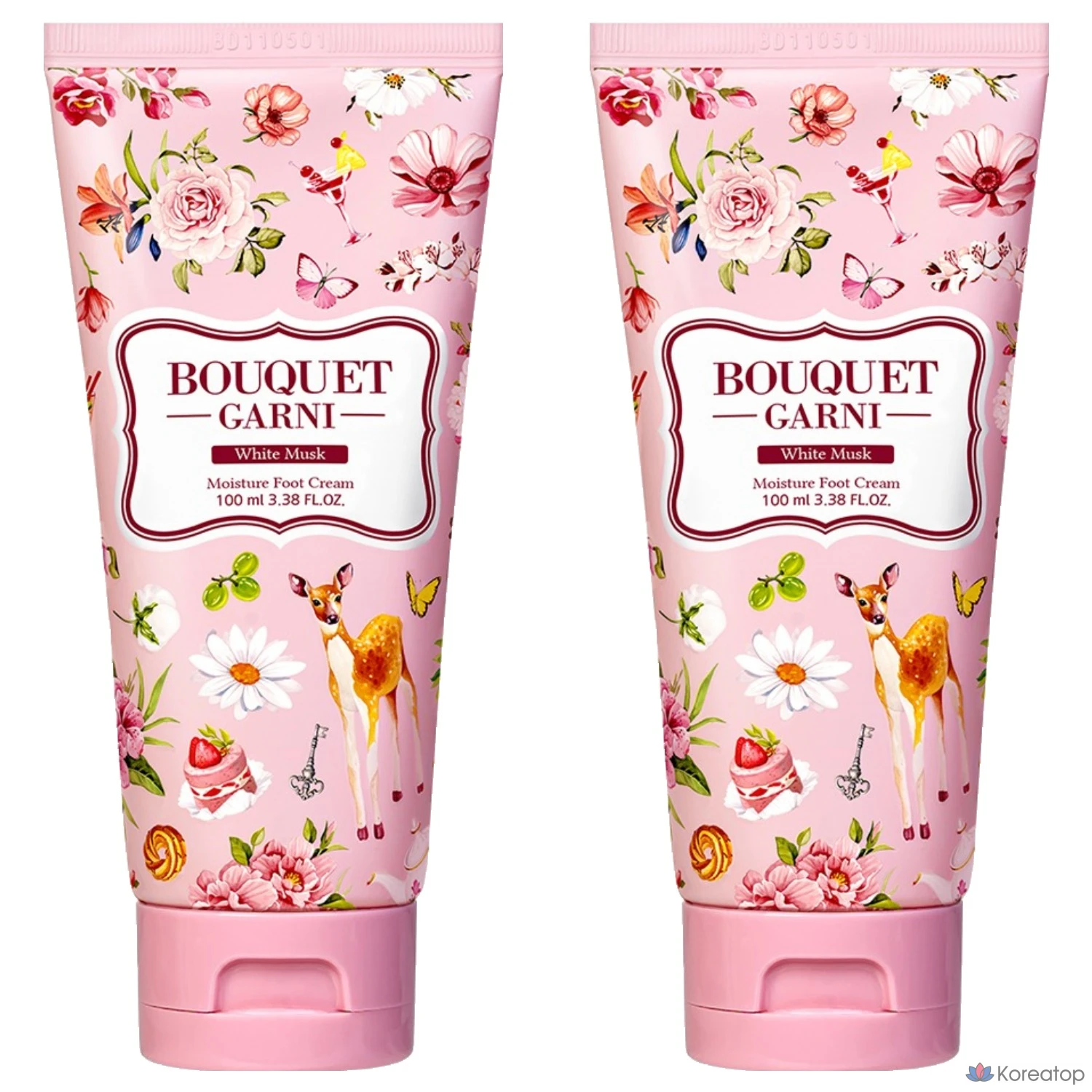 Увлажняющий отшелушивающий крем для ног Bouquet Garni «Белый мускус», 1 упаковка, 2 флакона, 100 мл