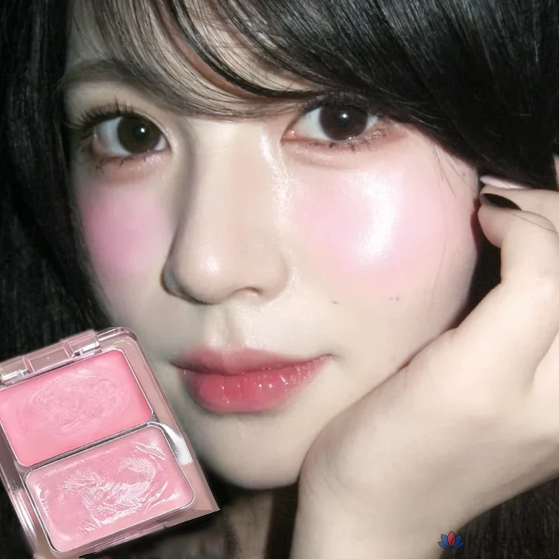 Voltouch Blush Cream Water Glow Dual Cheek Pact Blusher Water Glow Dual Cheek Pact Glass Skin Two-Tone Blusher Cheek Blusher, 1 шт., персиково-розовый