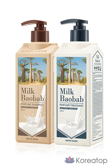 Шампунь Milk Baobab Perfume 500 мл + средство для ухода 1 л White Musk, 1 шт.