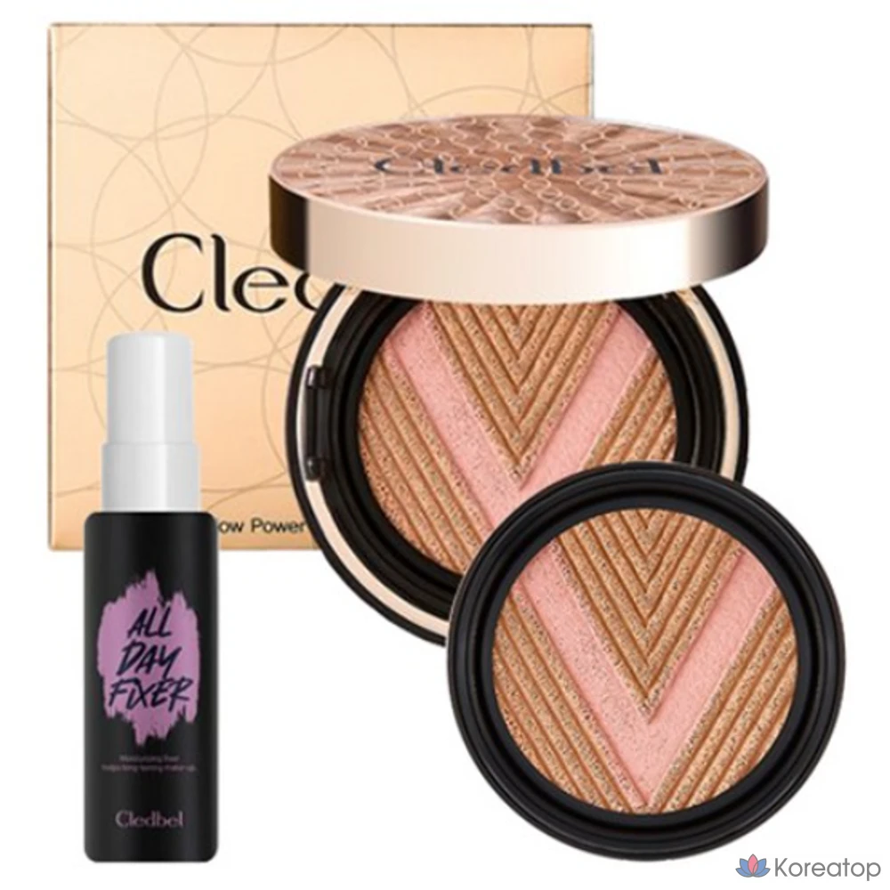 Кушон Cledbel Glowpower Lift V, оттенок Rose Gold 23, 13 г, фиксатор 50 мл, 13 шт.
