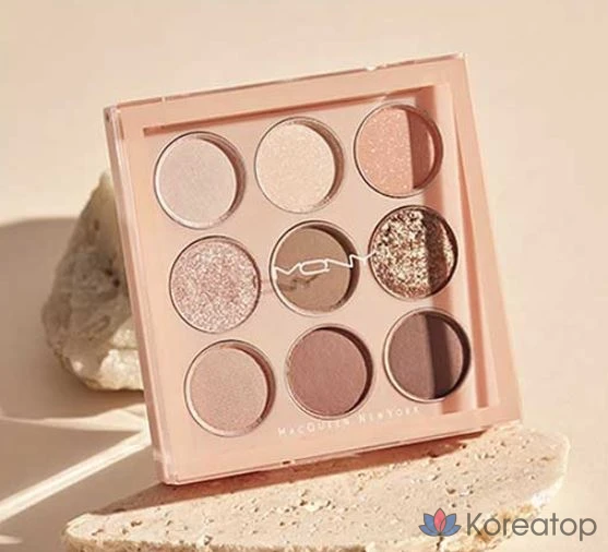 Палитра теней для век Mqny New York 1001 Tone-on-Tone Shadow Palette Pro, 9 оттенков, Nude Mood, 1 шт., фото 3