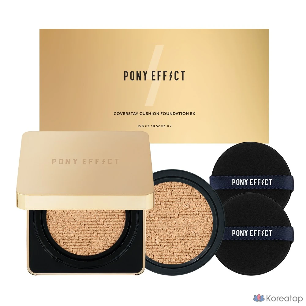 Тональный кушон Pony Effect Coverstay Cushion Foundation EX 15 г + сменный блок 15 г, оттенок 003 Nude Beige, 1 шт.