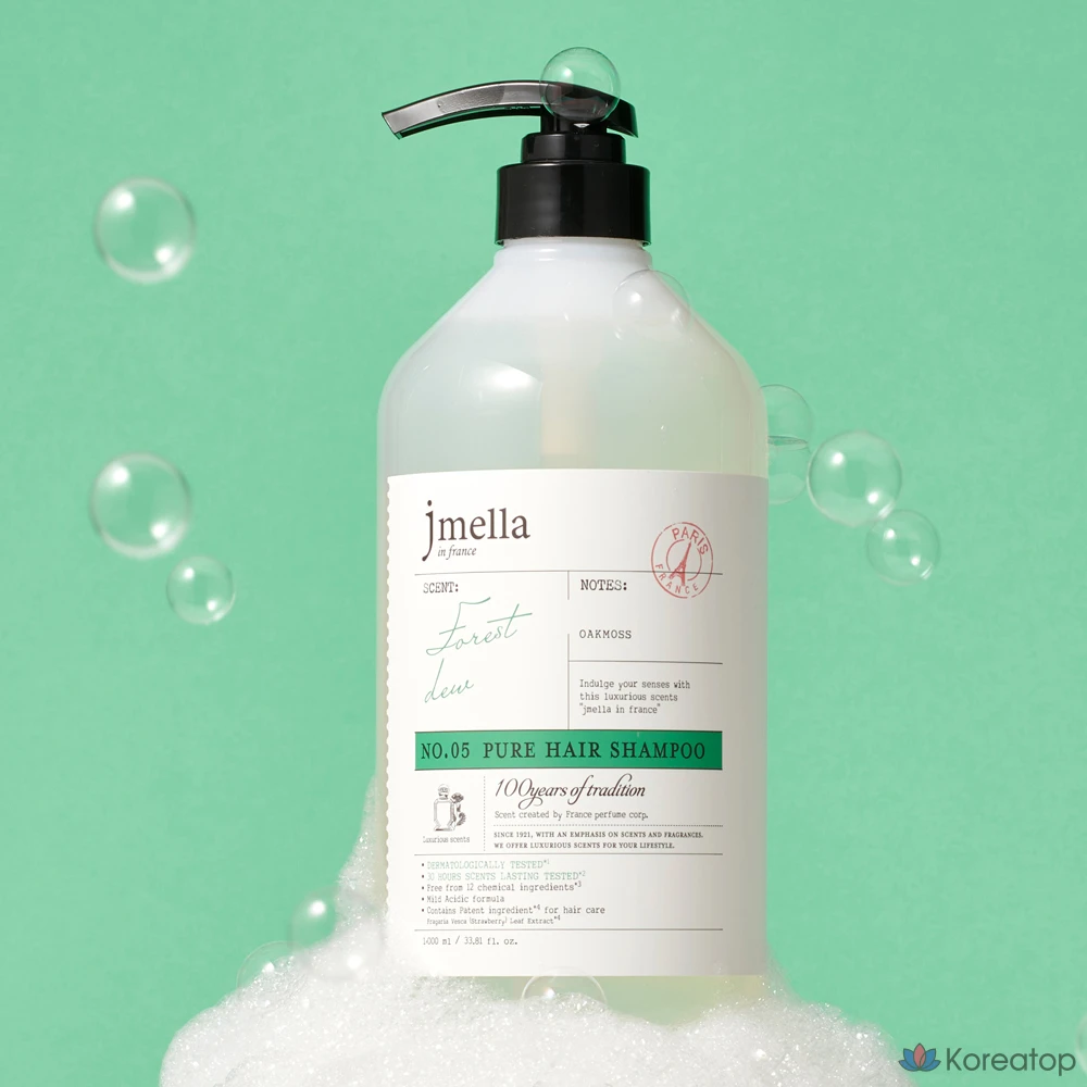 Парфюмированный шампунь для волос Jmella Pure Forest Dew с ароматом зелёного цвета, 1000 мл, 1 шт., фото 2