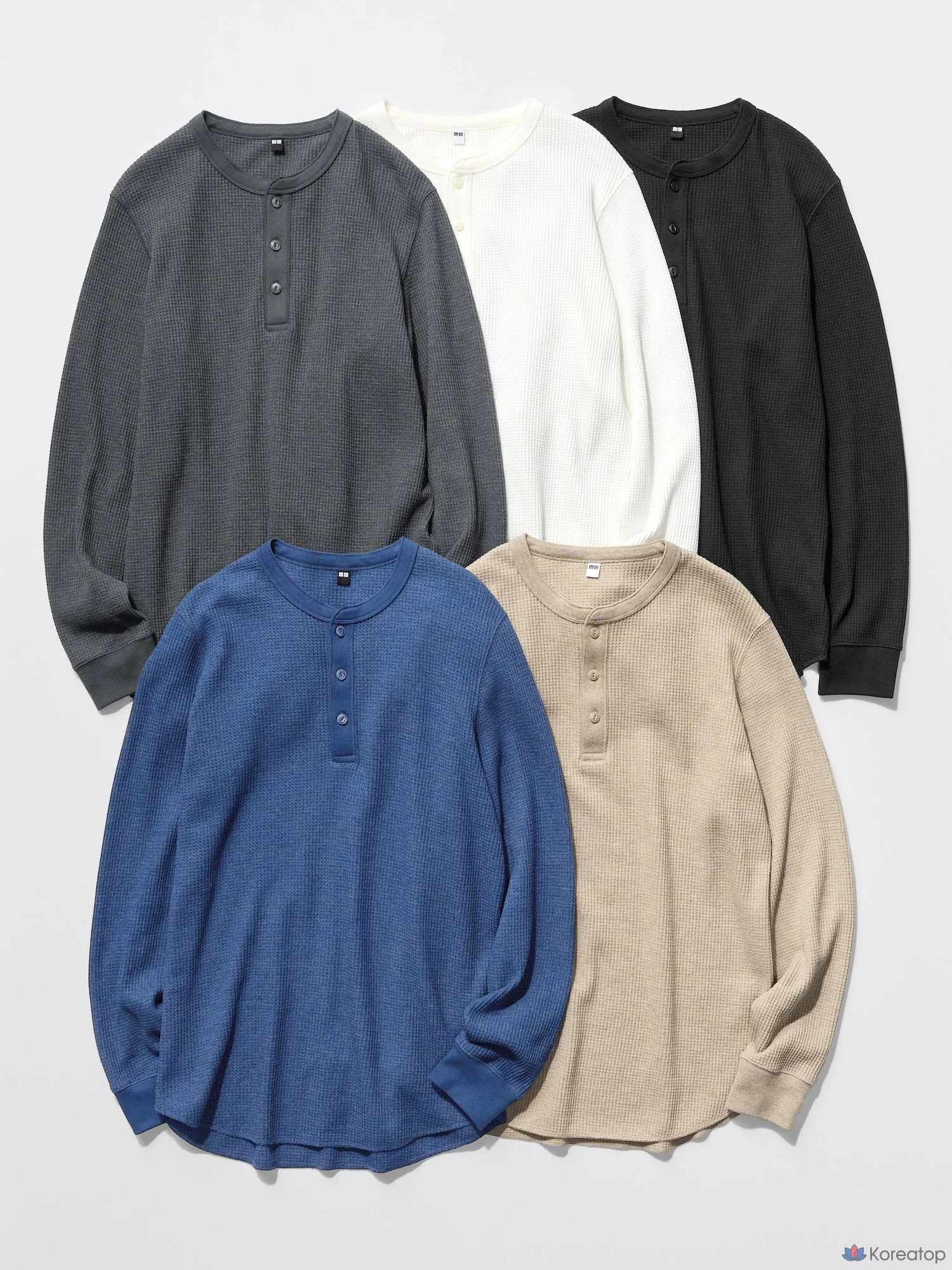 Лонгслив Uniqlo Waffle Henley Neck T-Shirt