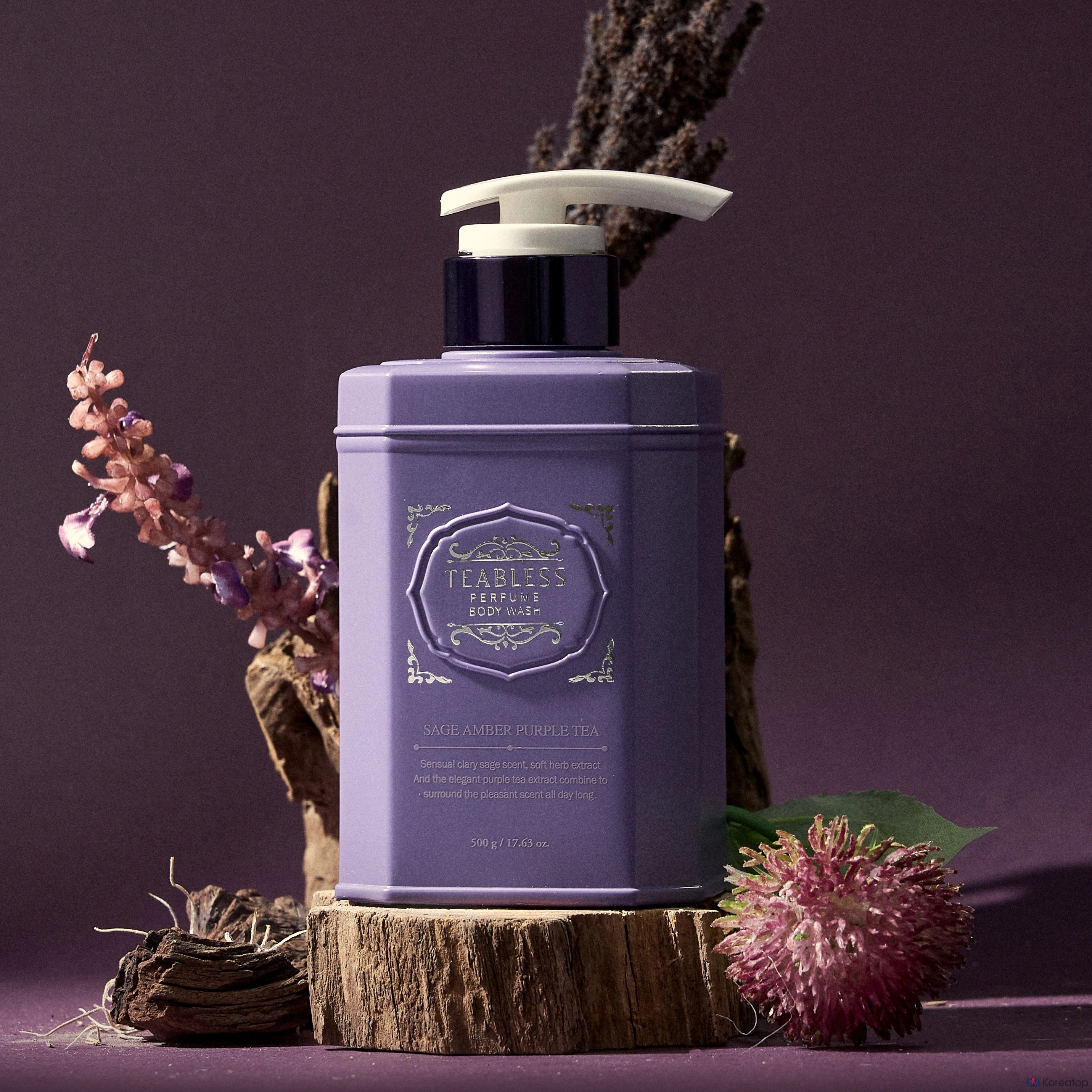 Гель для душа TEABLESS с ароматом фиолетового чая, цветочно-древесный, 500 г, 1 упаковка.