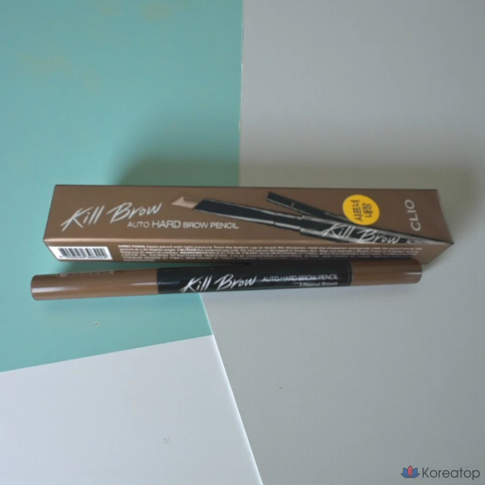 Карандаш для бровей Clio Kill Brow Auto Hard Brow Pencil 0.31 г AD, для создания естественных бровей, сохраняет естественную текстуру, не образует комочков даже при наслаивании, оттенок 03 Peanut Brown, 1 шт.