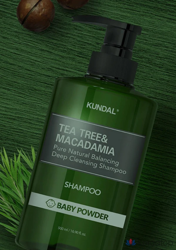 Шампунь для глубокого очищения Kundal с маслом чайного дерева и макадамии, аромат детской присыпки, 1,058 л, 1 шт., фото 4
