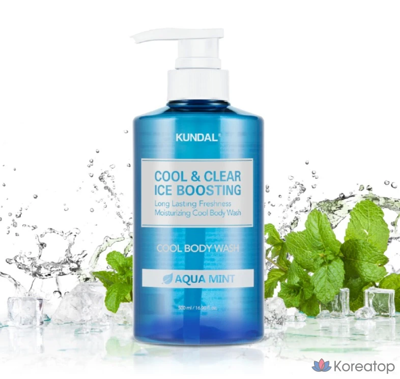 Гель для душа Kundal Cool &amp; Clear Ice Boosting Cool Body Wash Aqua Mint, 1,058 л, 1 шт.