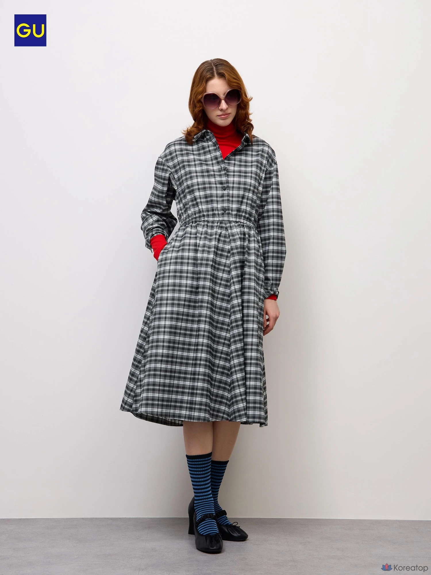 Платье Uniqlo Check Flare Shirt Dress