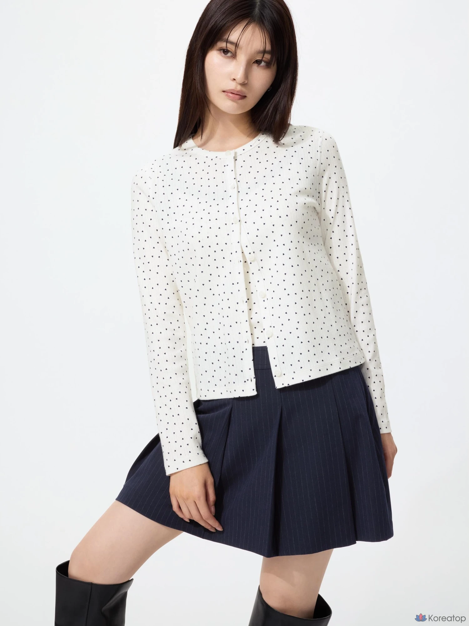 Кардиган Uniqlo Pointelle Long Sleeve Heart