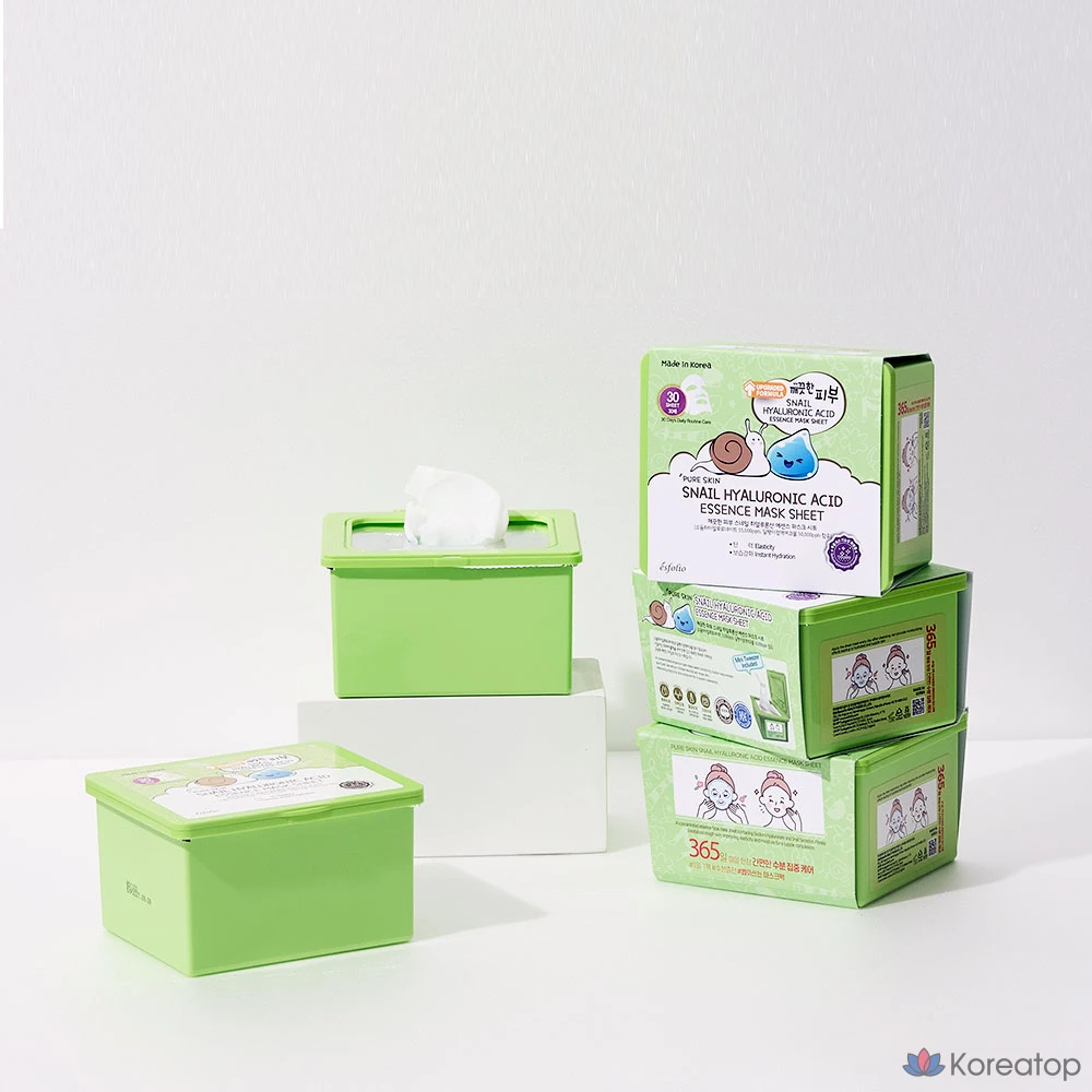 Набор из 30 масок-эссенций Esfolio с гиалуроновой кислотой и экстрактом слизи улитки, для разглаживания морщин и повышения эластичности кожи, с гиалуроновой кислотой и муцином, 2 упаковки., фото 4