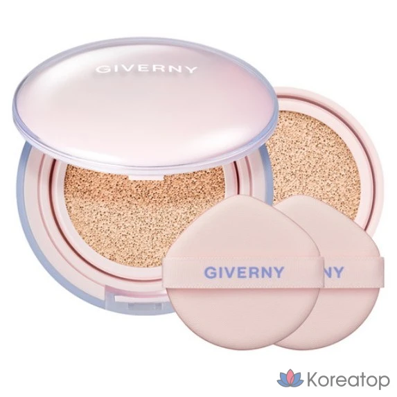 Тональный крем Giverny Dewy Glassy Cushion Foundation (основной продукт + сменный блок), 13 г, цвет 17C Porcelain, 1 шт.