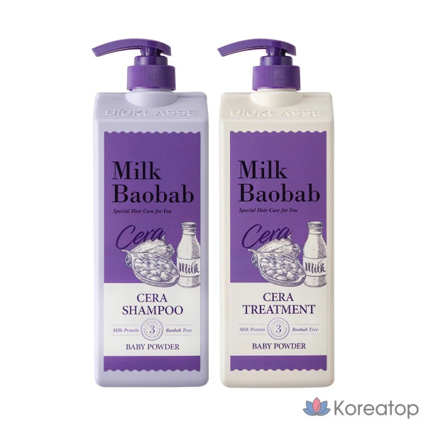 Шампунь Milk Baobab Sera 1,2 л + средство для ухода 1,2 л (детская присыпка), 1 шт., 1,2 л