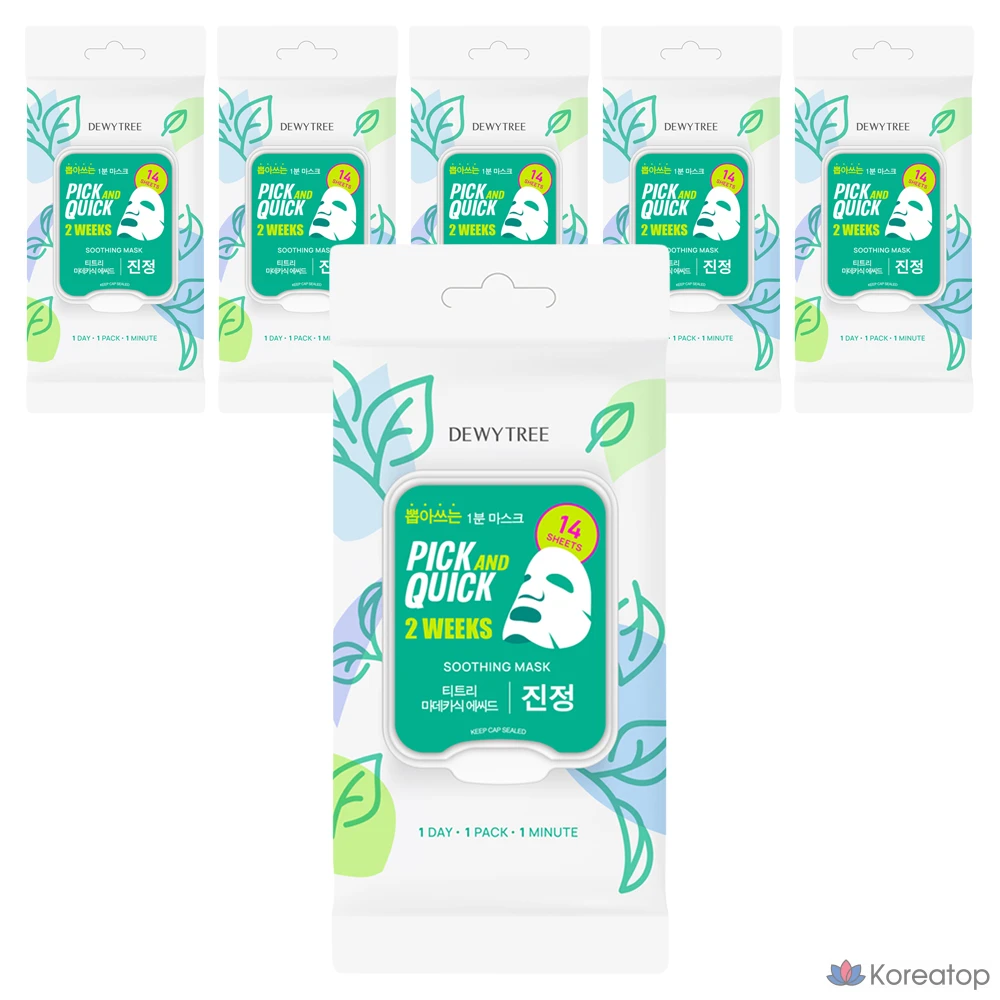 Успокаивающая маска для лица Dewytree Pick & Quick Two Weeks, 6 штук, упаковка из 14 штук.
