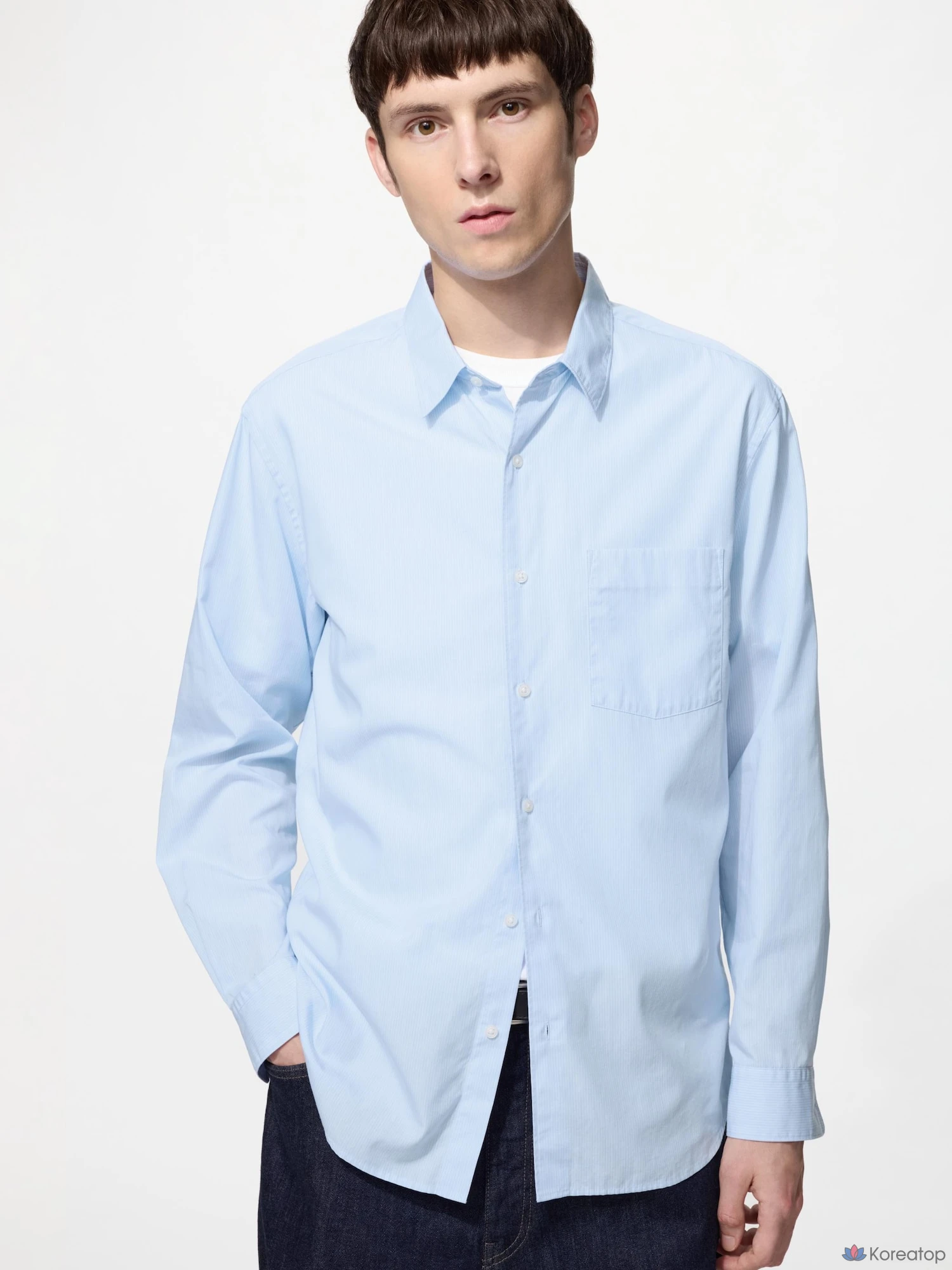 Рубашка Uniqlo Broadcloth Shirt (Regular Collar) Stripe C