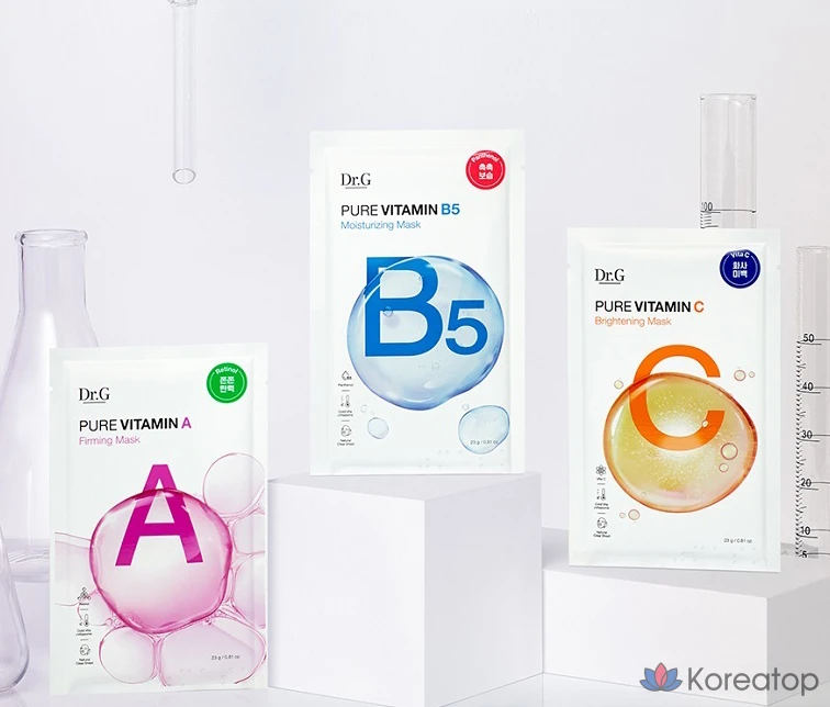 Набор масок Dr.G Pure Vitamin A Firming 4p + Vitamin B5 Moisturizing 4p + Vitamin C Brightening 4p, 1 шт.