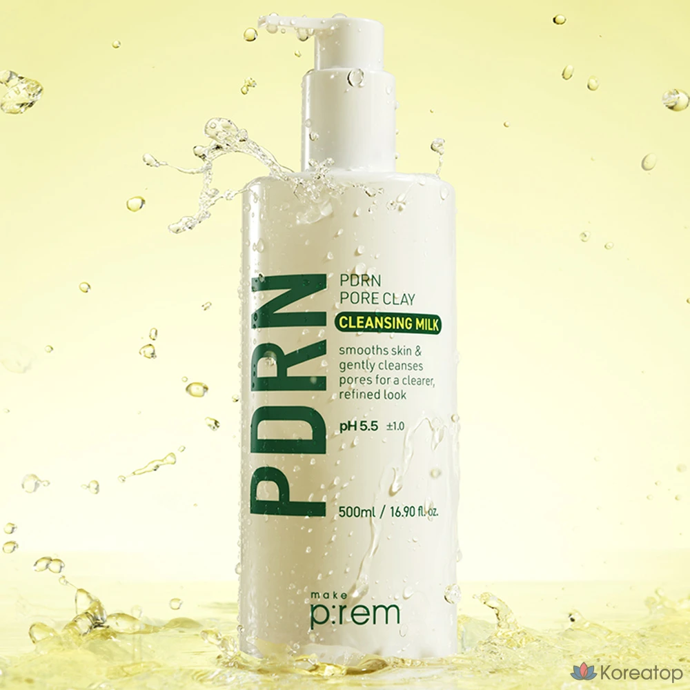 Очищающее молочко для пор MAKE P:REM PDRN с глиной, 500 мл, 500 г, 1 шт., фото 5