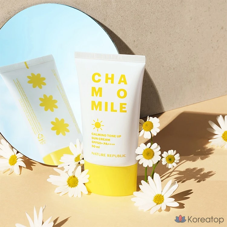Солнцезащитный крем Nature Republic Chamomile Calming Tone-Up Sunscreen SPF50+ PA++++, 50 мл, 1 шт.