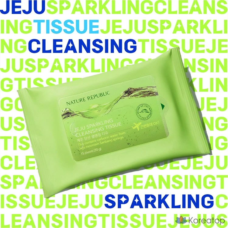 Очищающие салфетки Nature Republic Jeju с газированной водой, 15 листов, 1 упаковка.