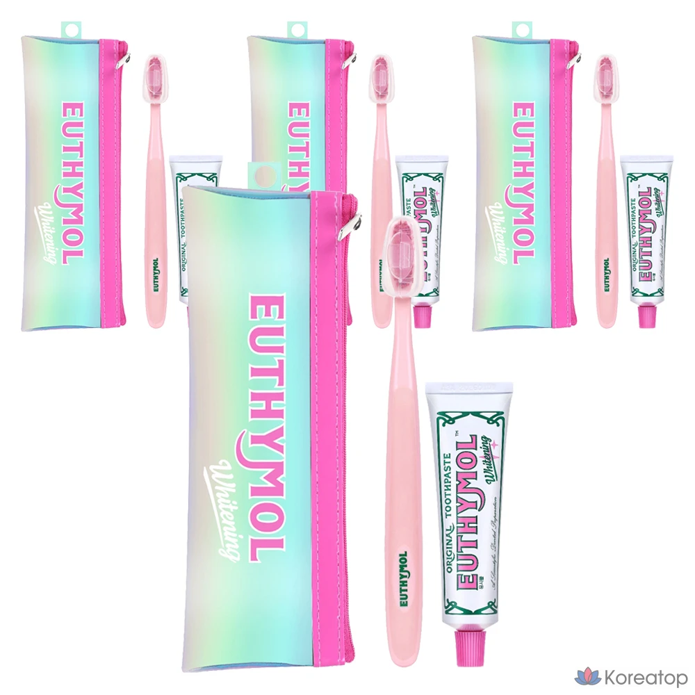 Набор для ухода Euthymol Whitening Portable Toothpaste + Toothbrush, 40 г, 4 шт.