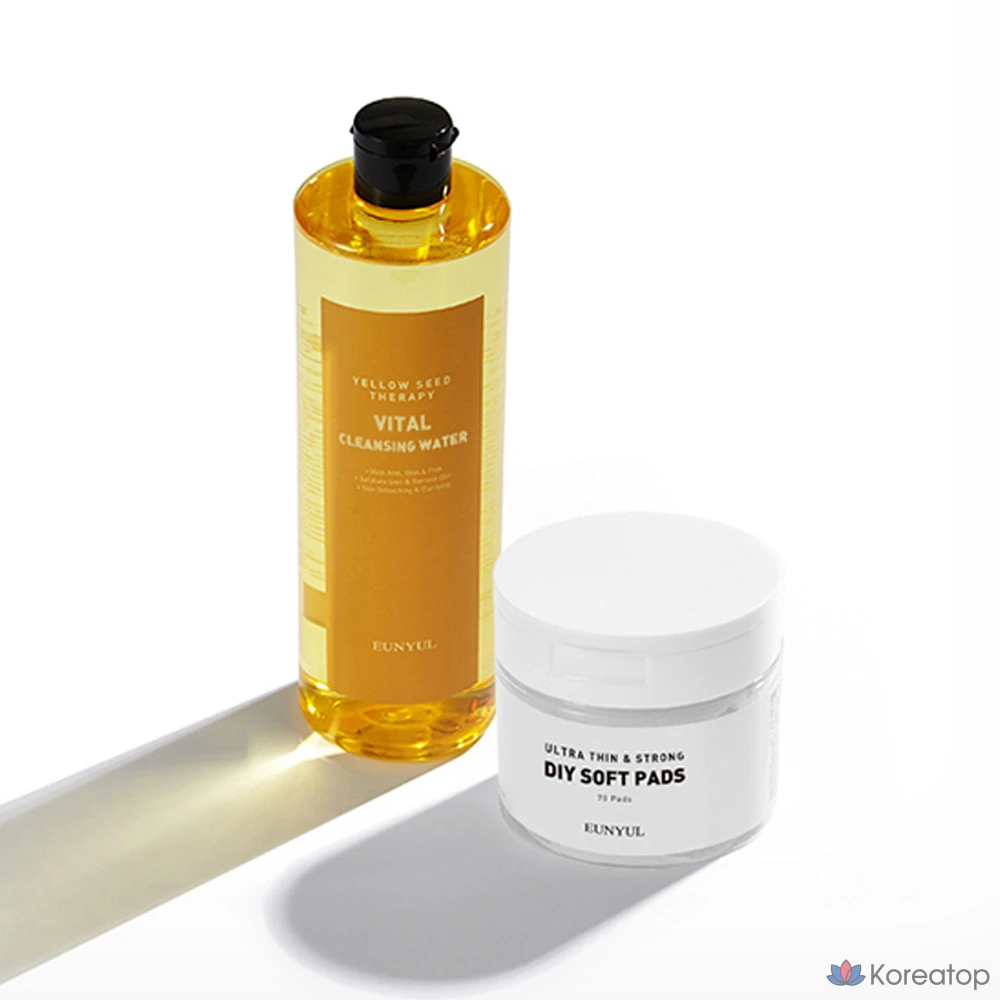 Очищающая вода Eunyul Yellow Seed Therapy Vital 500 мл + подушечки 70 пенсов, набор из 3 комплектов., фото 2