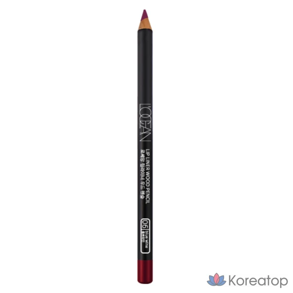 Карандаш для губ Heart percent Wood Pencil Lip Liner, 4 x 150 мм, № 06, цвет «Голубое вино», 1 шт.