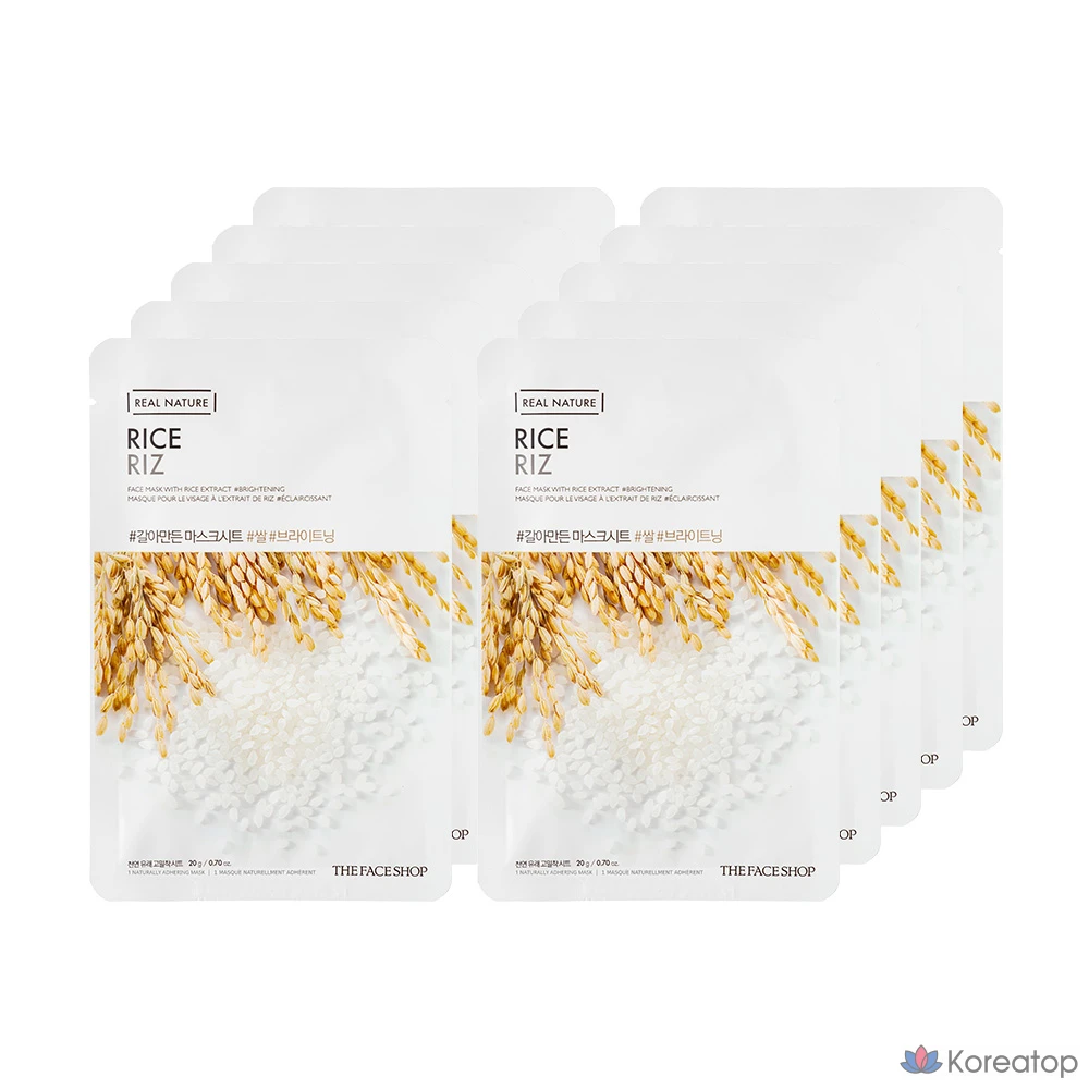 Рисовая маска для лица The Face Shop, 1 упаковка, 10 листов