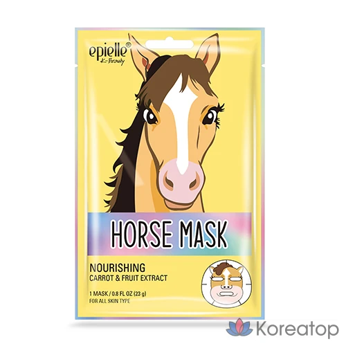 Набор масок Epielle с изображениями животных (красная панда/синяя рыба/лев/жираф/лошадь/крокодил) 1 упаковка (12 штук), фото 5