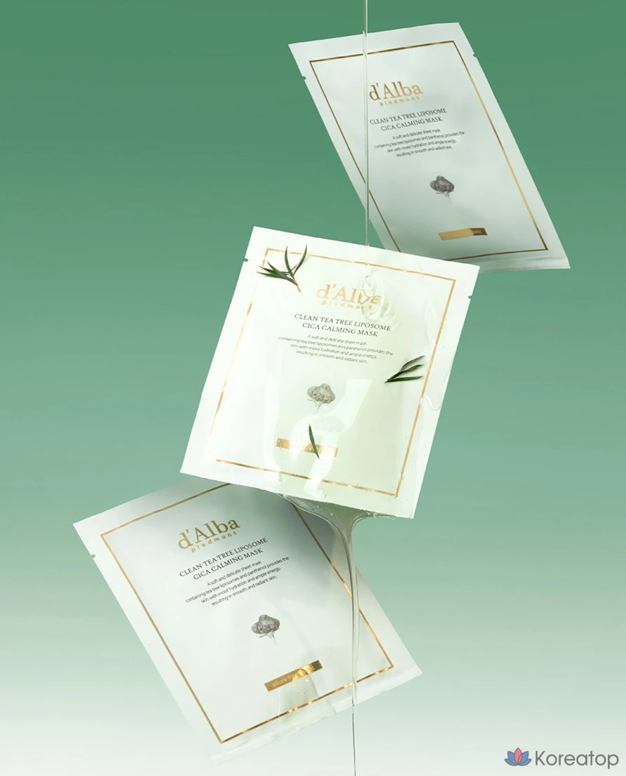 Тканевая маска для лица d'Alba Clean Tea Tree Liposome Cica Calming Mask, 25 мл, 10 шт., фото 2