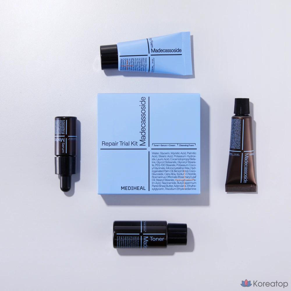 Набор Mediheal Madecassoside Repair Trial Kit, включающий очищающую пенку 30 мл, тоник 30 мл, сыворотку 10 мл, крем 20 мл (3 набора)., фото 2