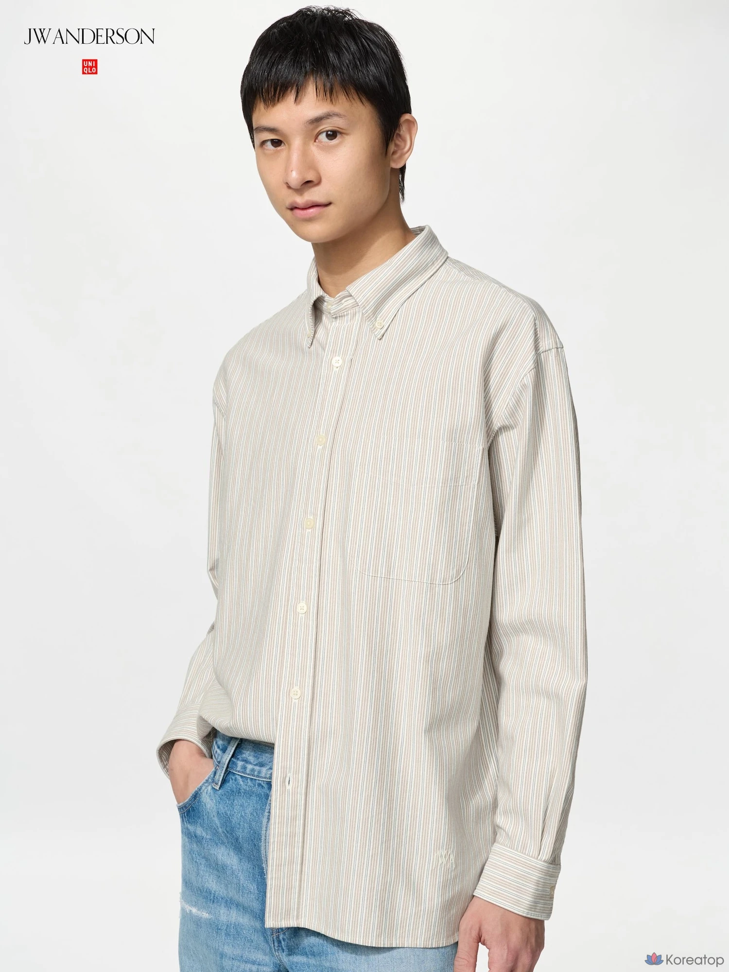 Рубашка Uniqlo Oxford Oversized Shirt B, в полоску