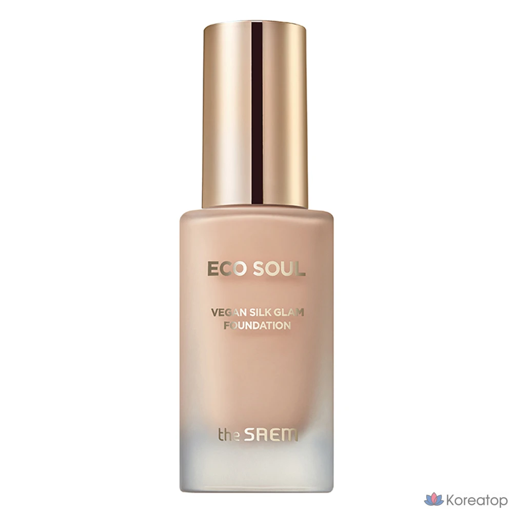 Тональный крем The Saem Eco Soul Vegan Silk Glam Foundation, 30 мл, 1 шт., оттенок 21 Light Beige