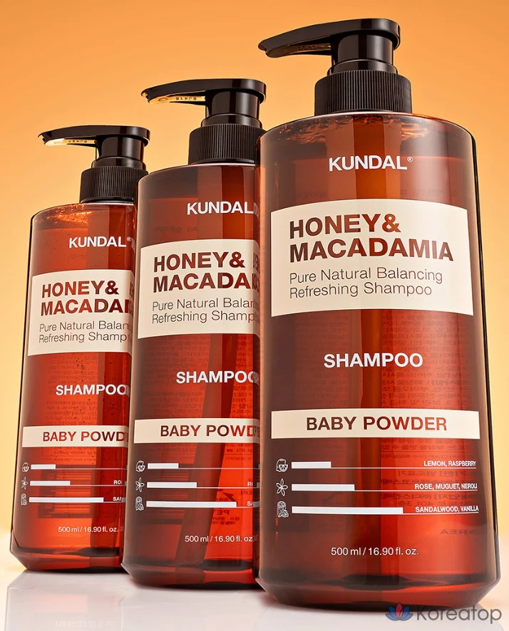 Шампунь Kundal Honey & Macadamia Nature с ароматом детской присыпки, 500 мл, 1 шт., фото 8