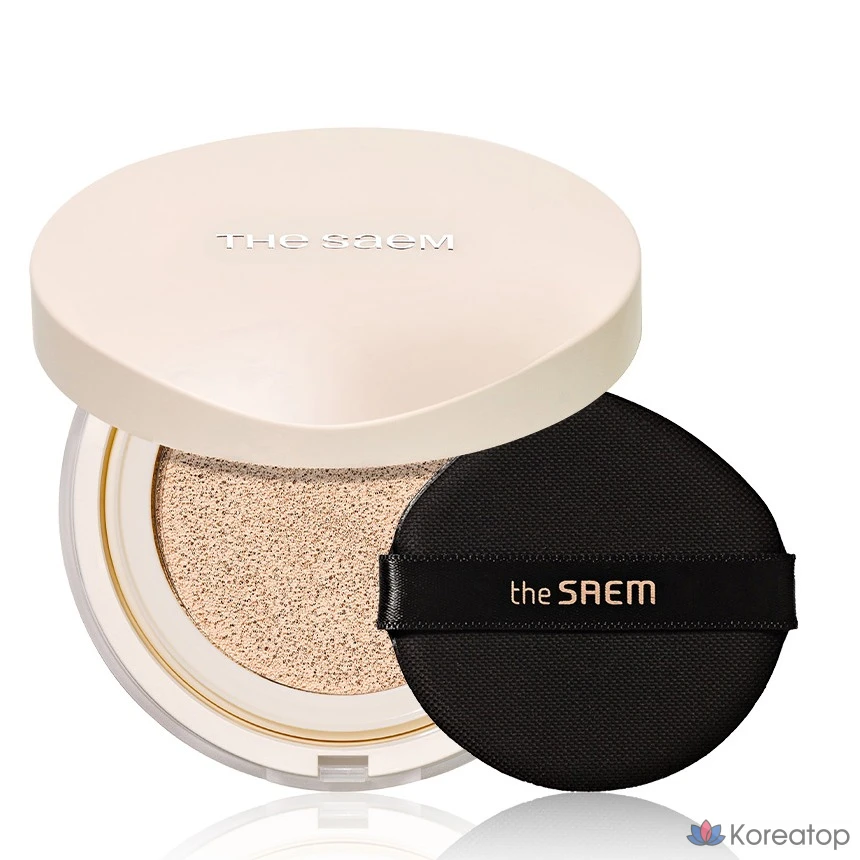 Набор консилера The Saem Cover Perfection Concealer Cushion Renew 12 г + сменный блок 12 г, оттенок 1.5 Natural Beige, 1 шт.