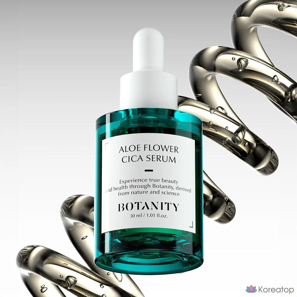 Сыворотка BOTANITY Aloe Cica, успокаивающий экстракт цветков алоэ вера, запатентованный ингредиент для улучшения состояния кожи, 30 мл, 1 шт.
